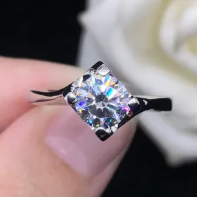 0.5 Carats Bypass Solitaire Moissanite Diamond Ring