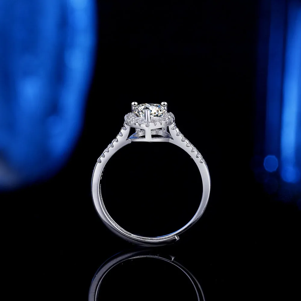 1 Carat Moissanite Diamond Heart Ring for Women