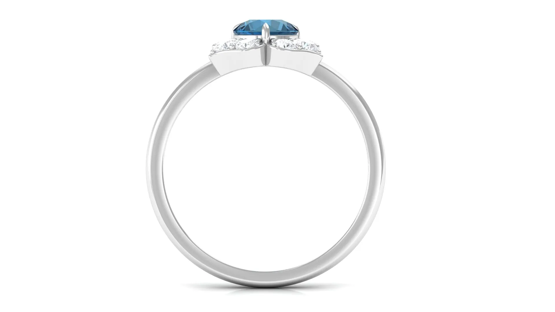 1 CT Floral London Blue Topaz and Diamond Engagement Ring