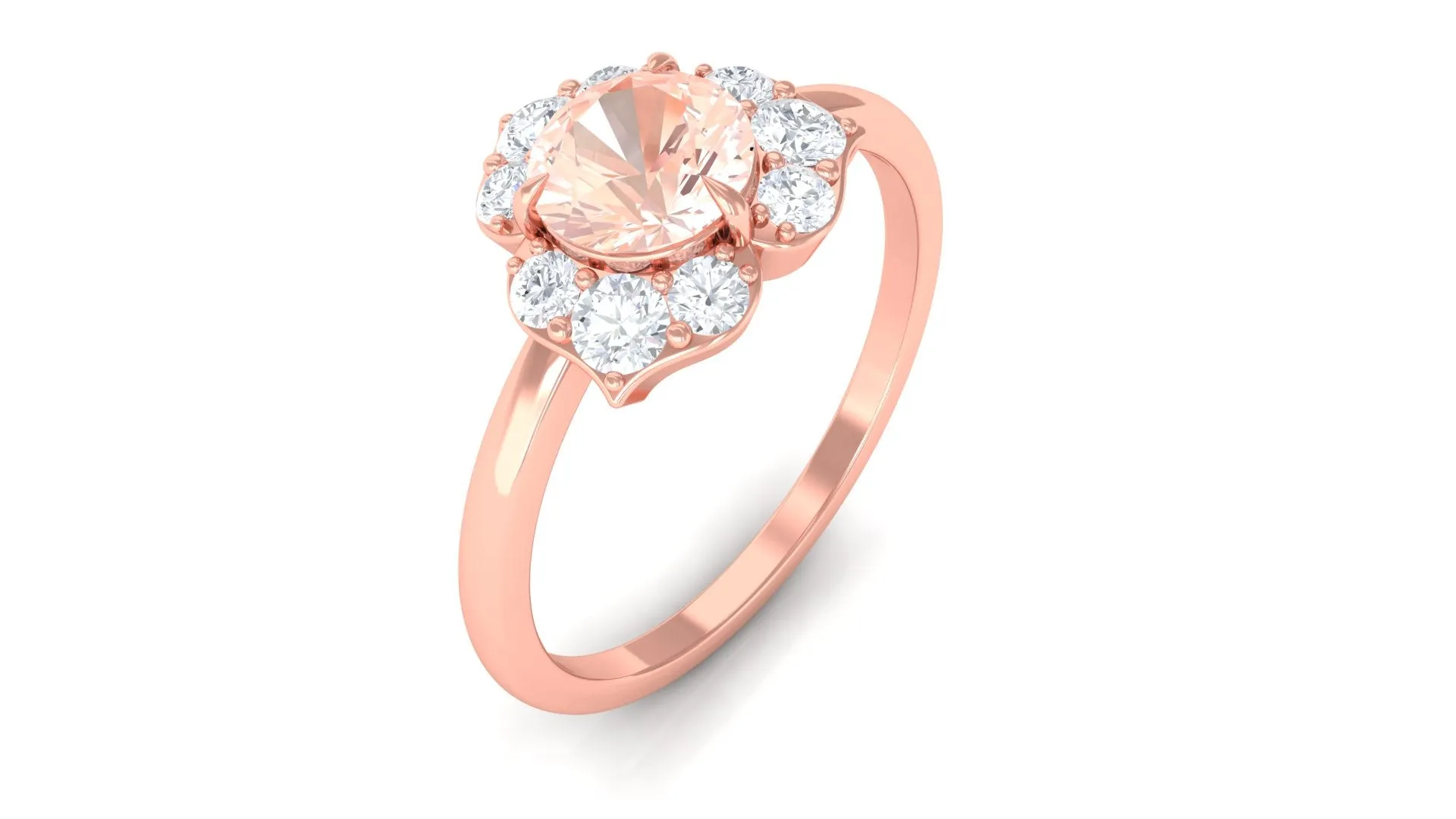 1 CT Round Morganite Flower Engagement Ring with Diamond