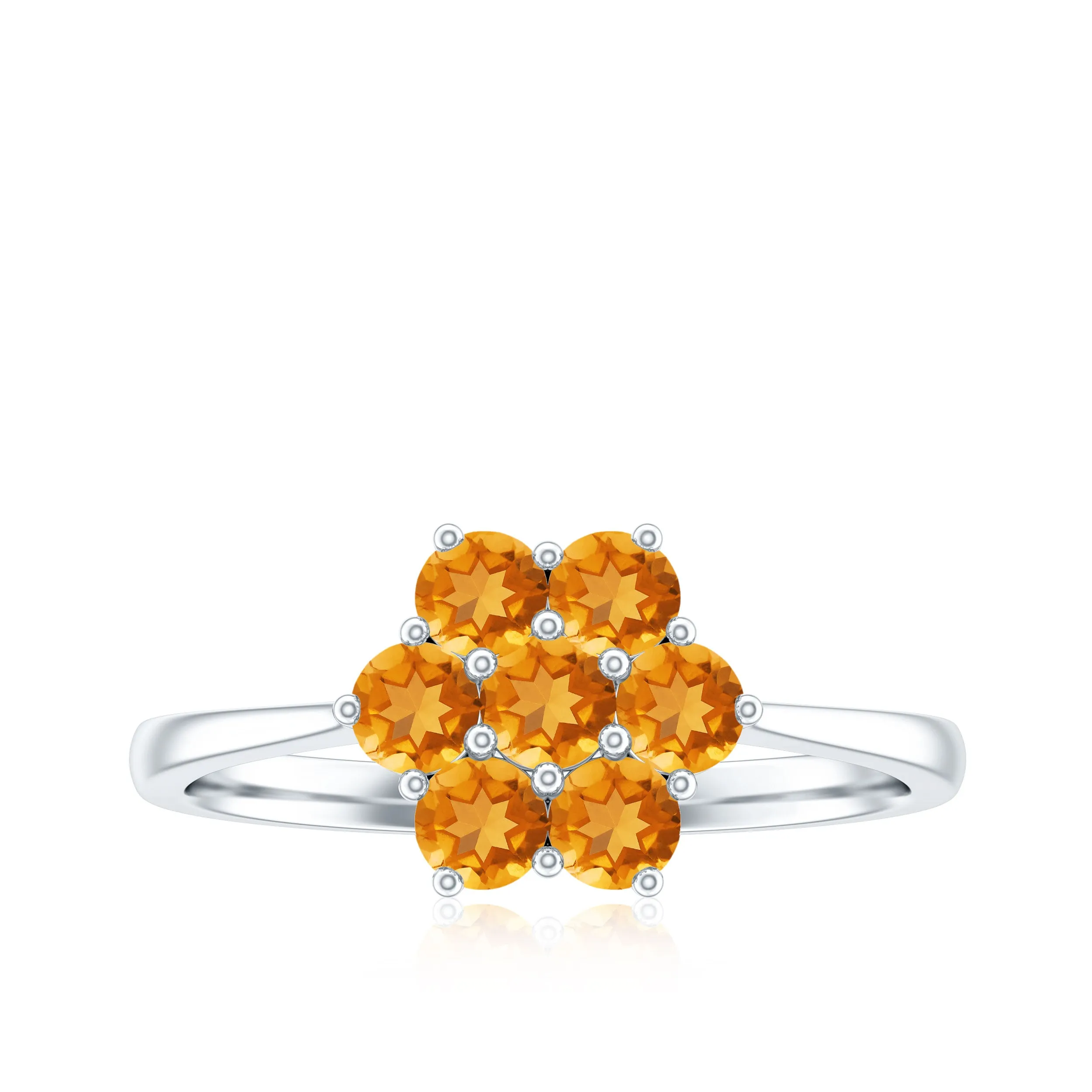 1 CT Round Shape Citrine Cluster Flower Ring in Gold