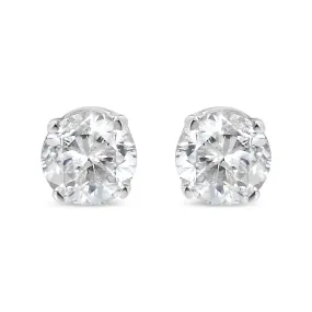 10K White Gold 1/10 Cttw Round Brilliant-Cut Near Colorless Diamond Classic 4-Prong Stud Earrings (H-I Color, I2-I3 Clarity)