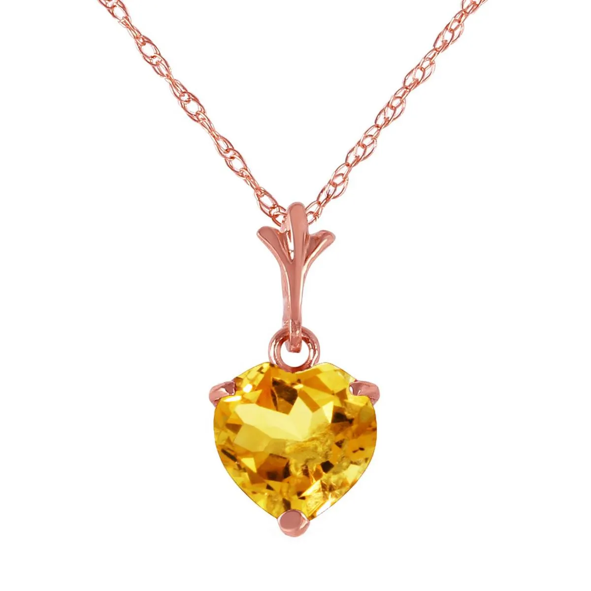 1.15 Carat 14K Solid Rose Gold Proud Heart Citrine Necklace