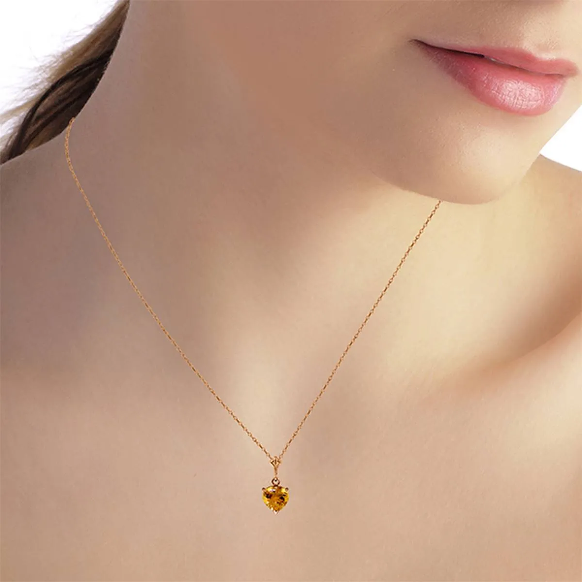 1.15 Carat 14K Solid Rose Gold Proud Heart Citrine Necklace