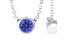 1/2 CT Bezel Set Tanzanite Solitaire Pendant Necklace in Gold