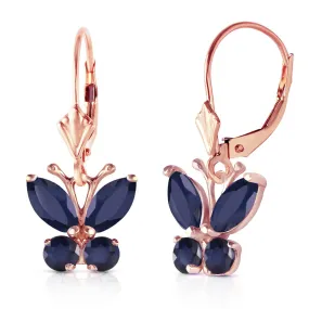 1.24 Carat 14K Solid Rose Gold Butterfly Earrings Sapphire