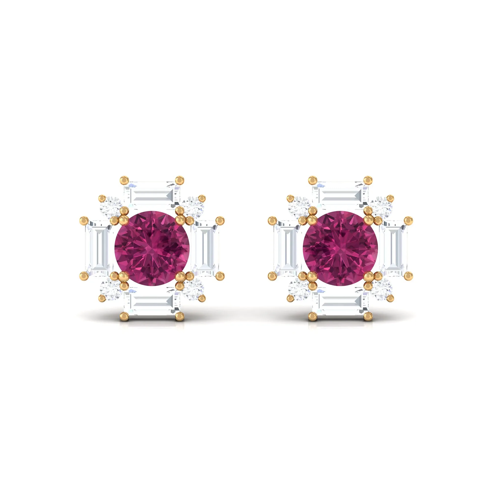 1.25 CT Pink Tourmaline and Diamond Halo Stud Earrings