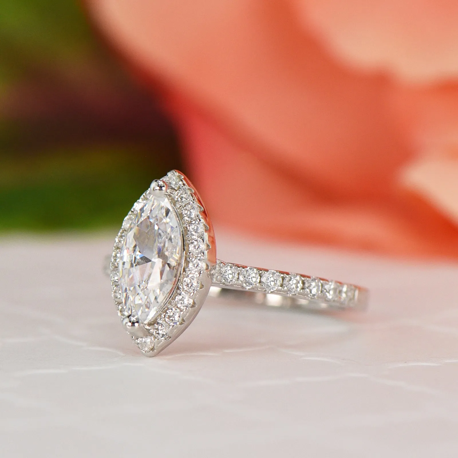 1.25 ctw Marquise Halo Ring