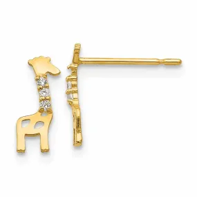 14k Madi K CZ Childrens Giraffe Post Earrings