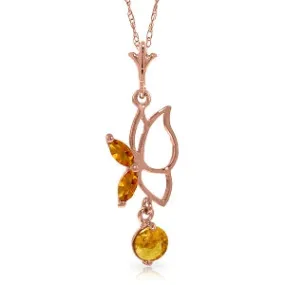 14K Solid Rose Gold Butterfly Necklace w/ Citrines