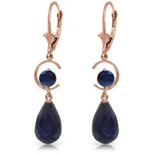 14K Solid Rose Gold Leverback Earrings Natural Sapphire Class