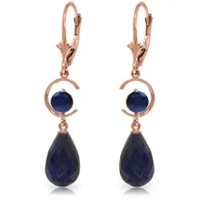 14K Solid Rose Gold Leverback Earrings Natural Sapphire Class