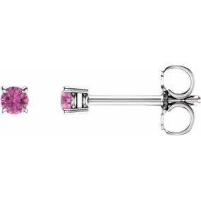 14K White 2.5 mm Natural Pink Sapphire Stud Earrings