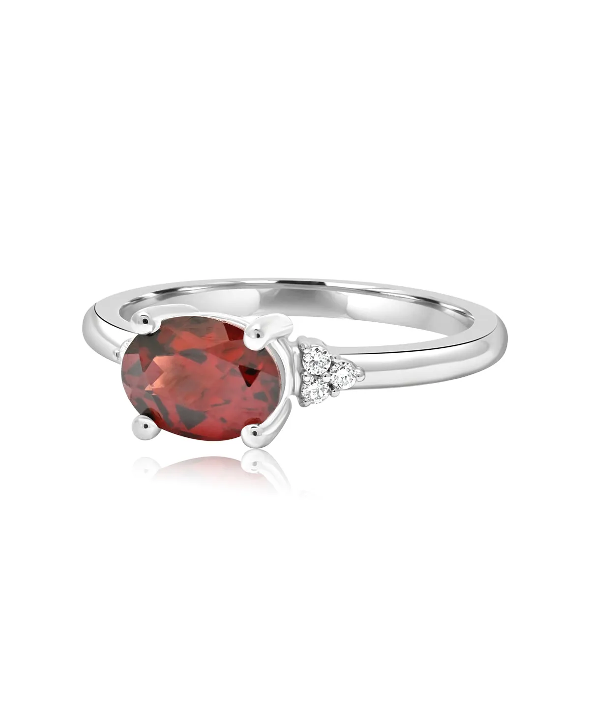 14K White Gold Garnet and Diamond Fashion Ring