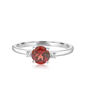 14K White Gold Garnet and Diamond Ring