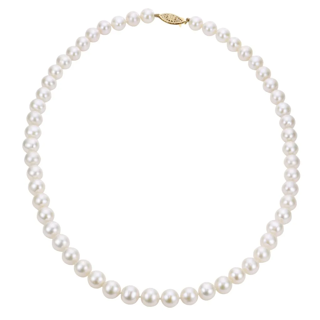 14K White Gold Pearl Strand Necklace w/ 6-6.5 mm Pearls