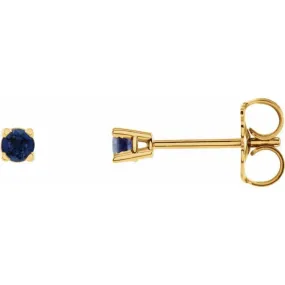 14K Yellow 2.5 mm Lab-Grown Blue Sapphire Stud Earrings