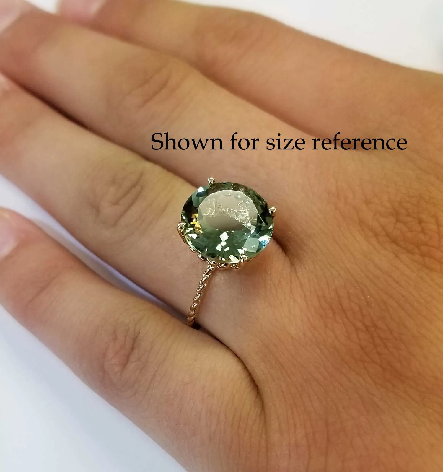 14k Yellow Gold 5 Carat Green Amethyst Gemstone Ring, "Ms. Luscious"