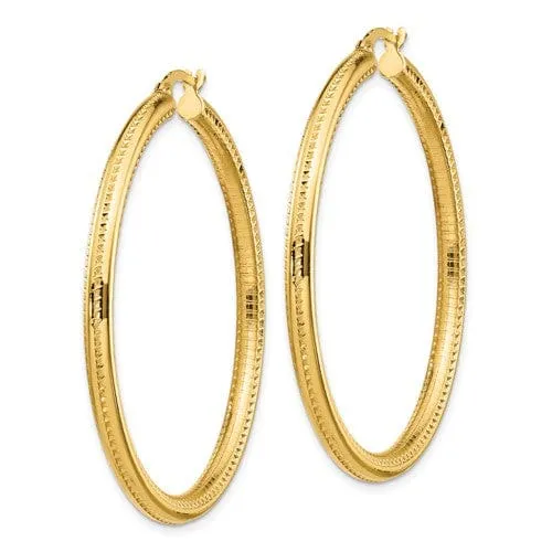 14k Yellow Gold Fancy Hoop Earrings