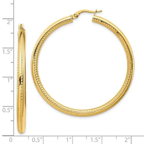 14k Yellow Gold Fancy Hoop Earrings