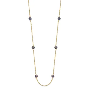 14k Yellow Gold Peacock Cultured Pearl Necklace