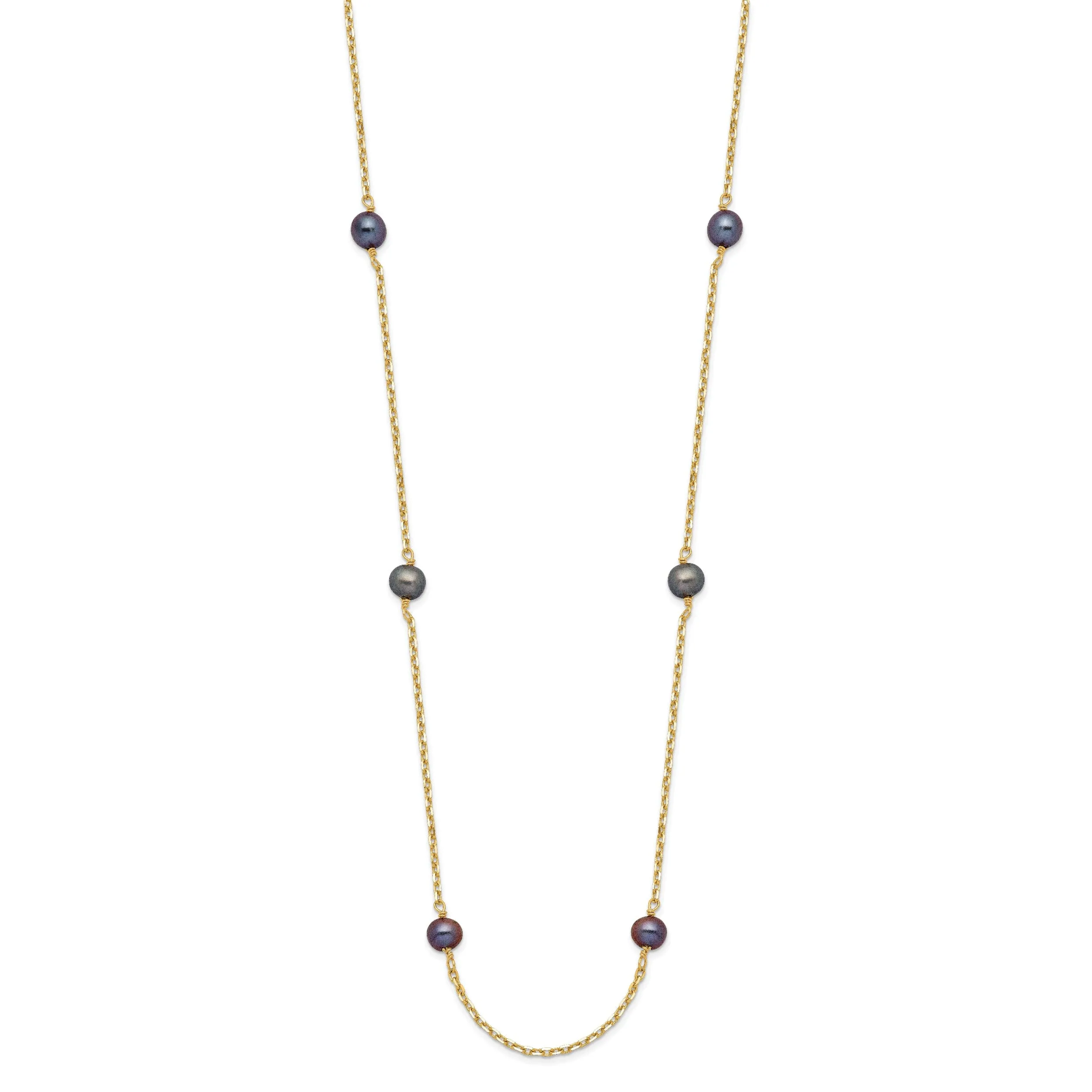 14k Yellow Gold Peacock Cultured Pearl Necklace