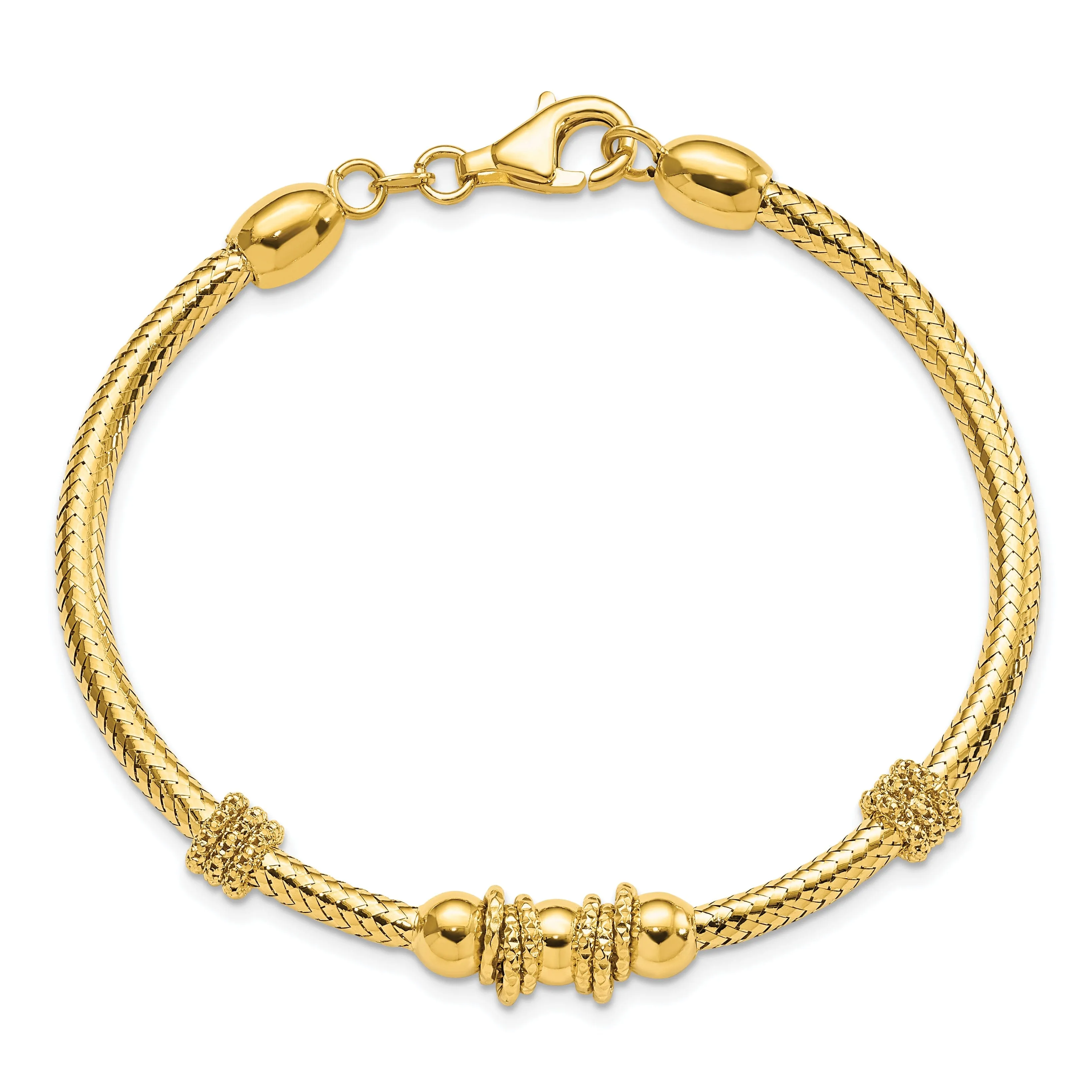 14k Yellow Gold Polished and Textured Bracelet