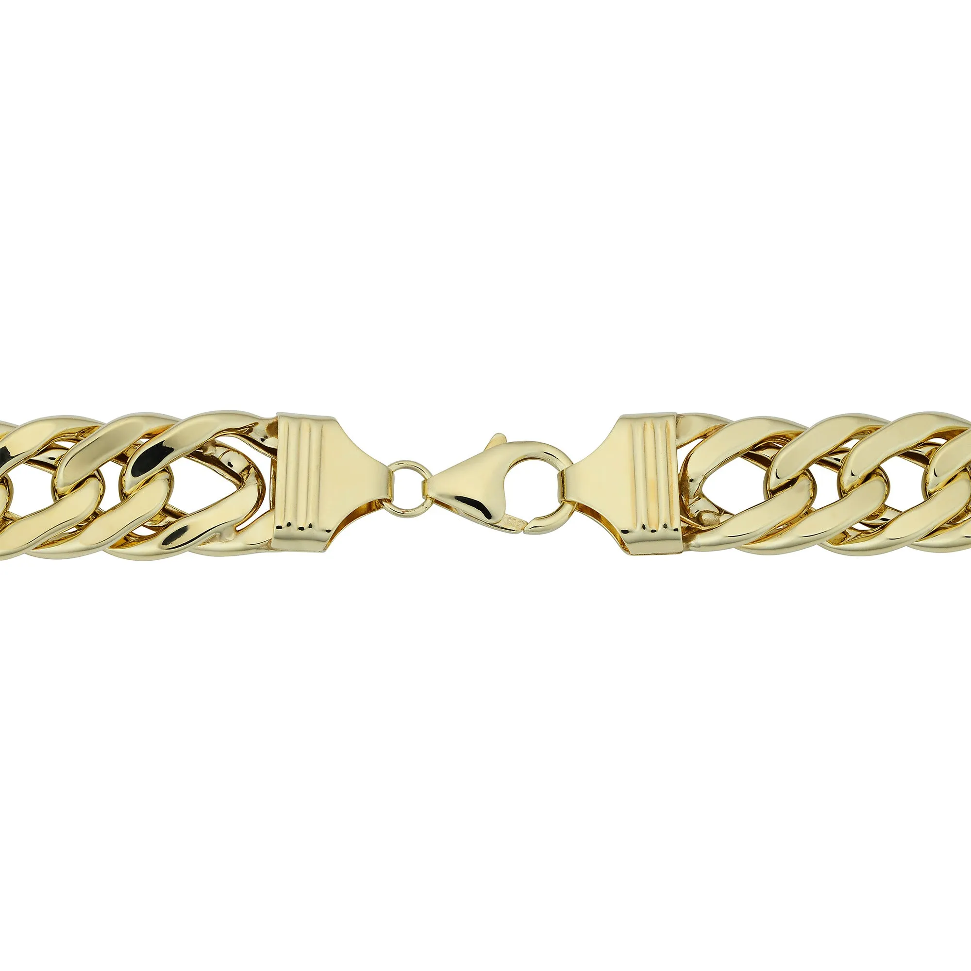 14k Yellow Gold Semi Solid Curb Chain Bracelet, 7.5"