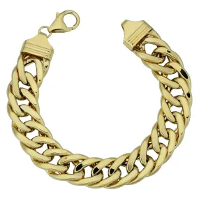 14k Yellow Gold Semi Solid Curb Chain Bracelet, 7.5"