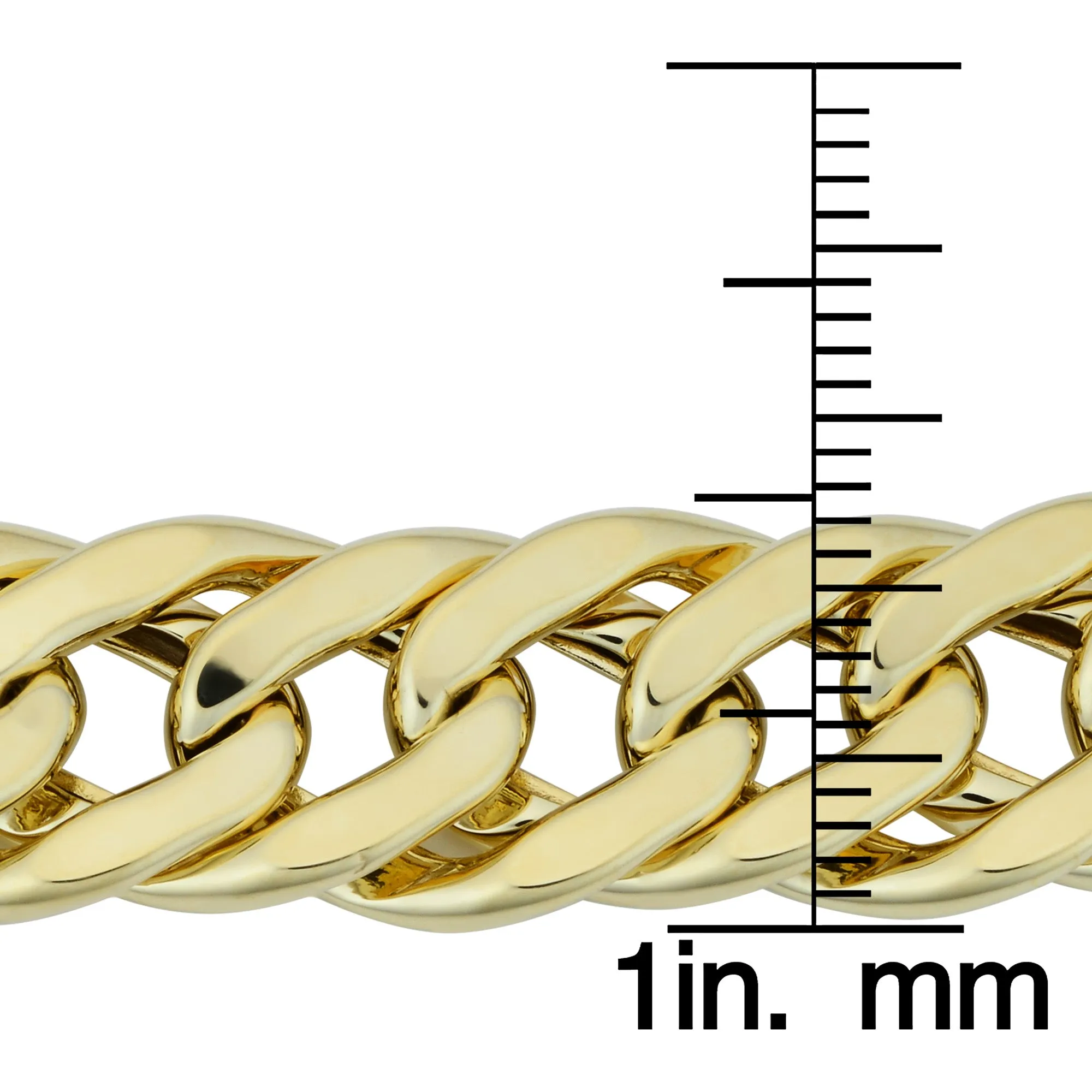 14k Yellow Gold Semi Solid Curb Chain Bracelet, 7.5"