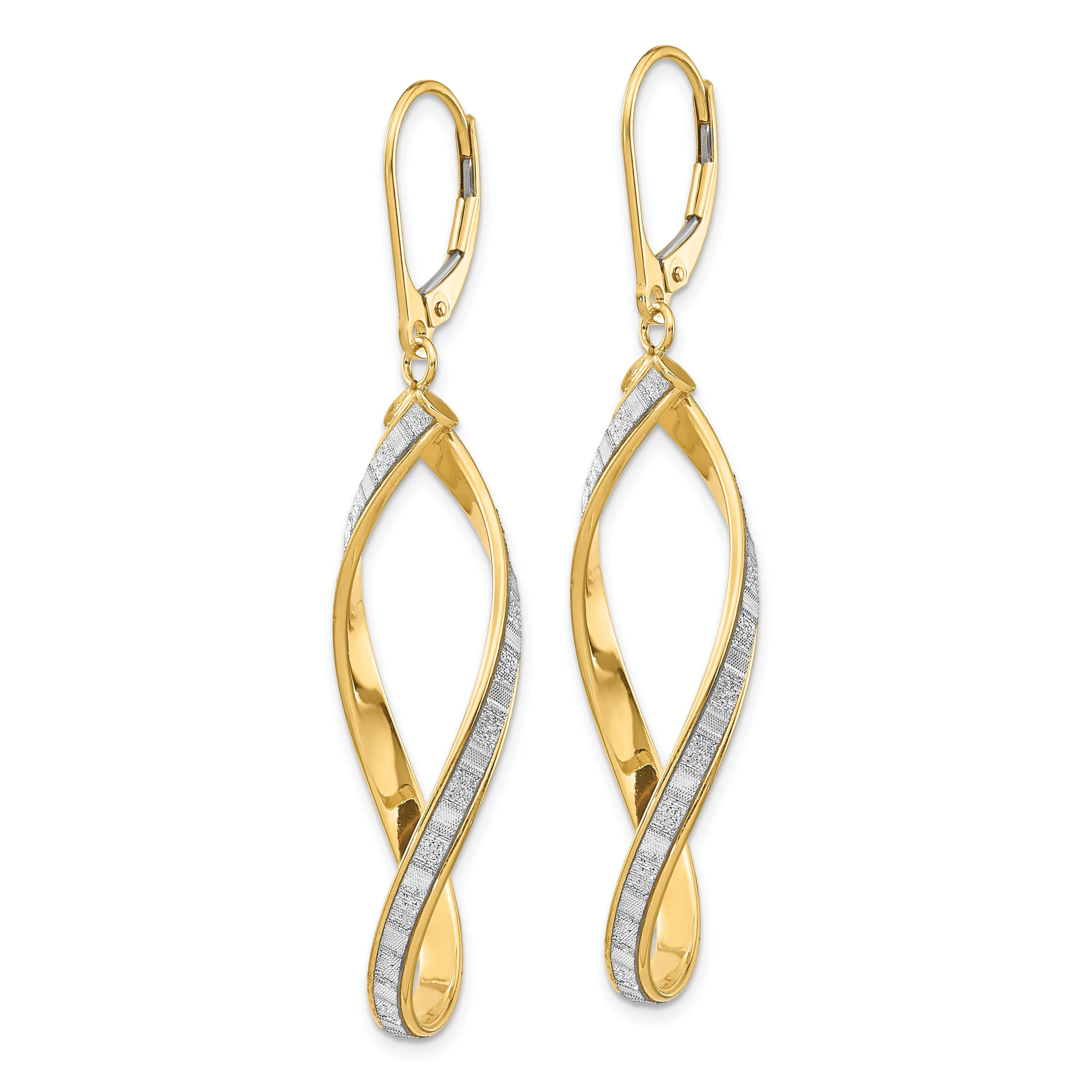 14k Yellow Gold Twisted Leverback Earrings