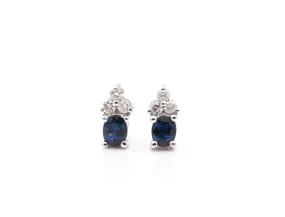 18CT White Gold Sapphire and Diamond Earrings