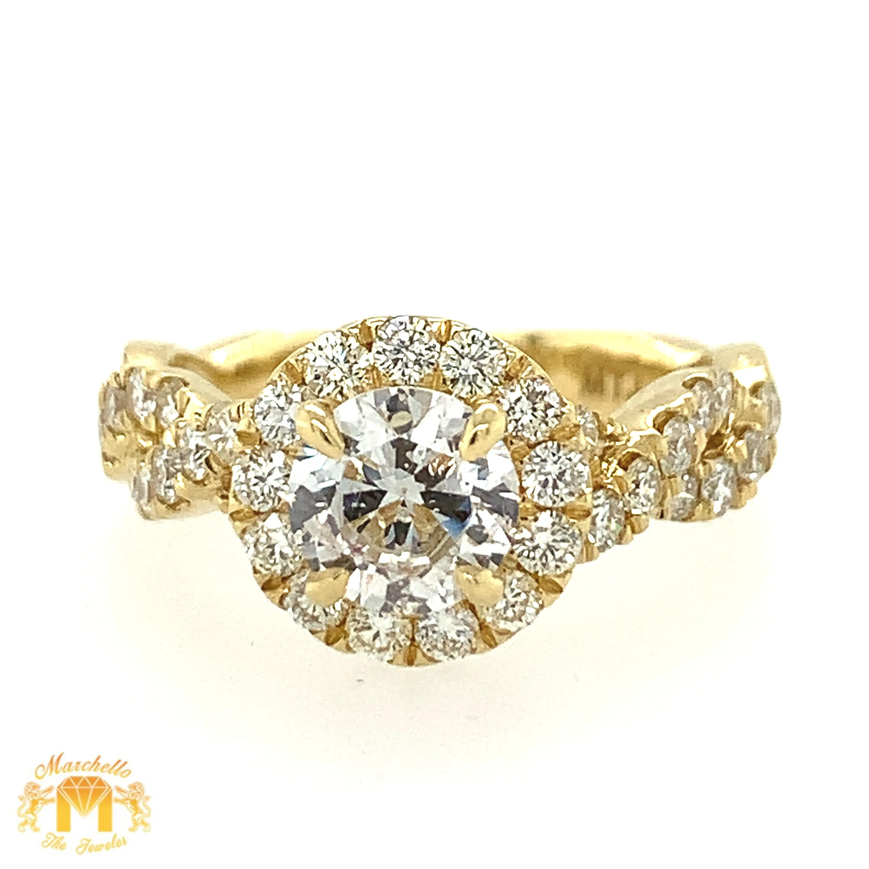 18k Gold Engagement Diamond Ring (1ct solitaire center, choose your color)