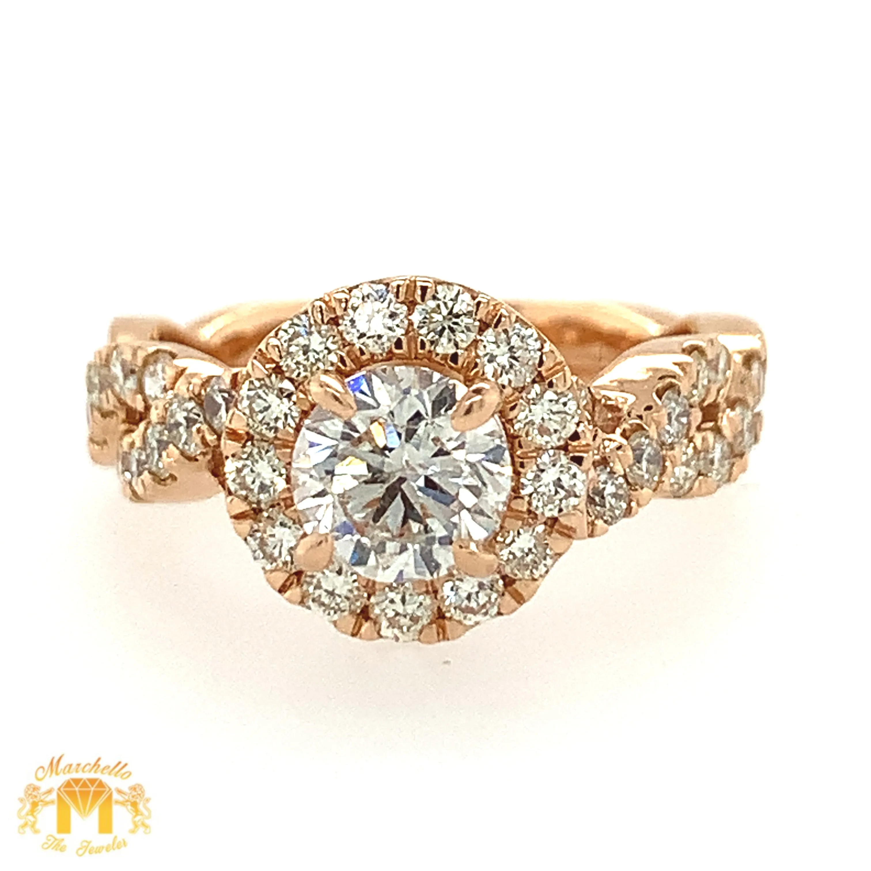 18k Gold Engagement Diamond Ring (1ct solitaire center, choose your color)