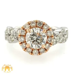 18k Gold Engagement Diamond Ring (1ct solitaire center, choose your color)