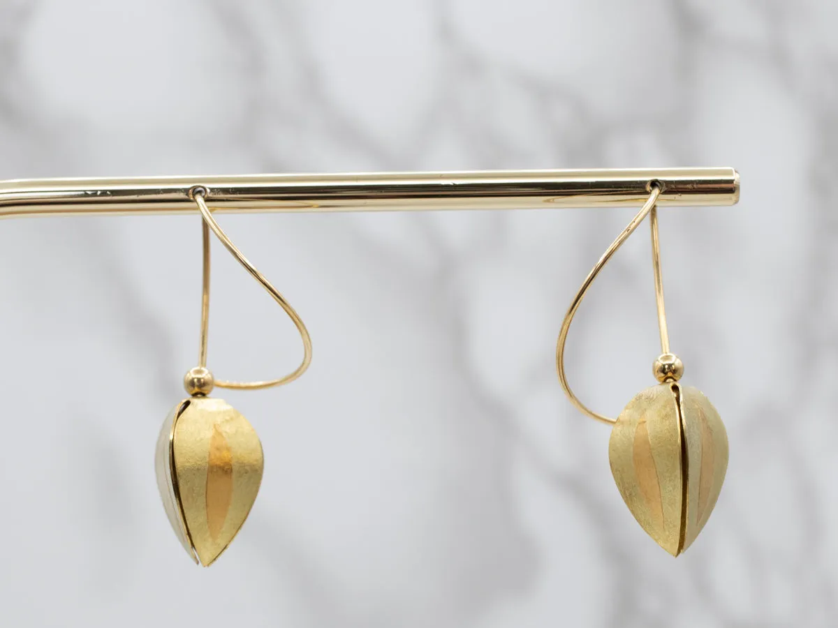 18K Tulip Bud Gold Drop Earrings