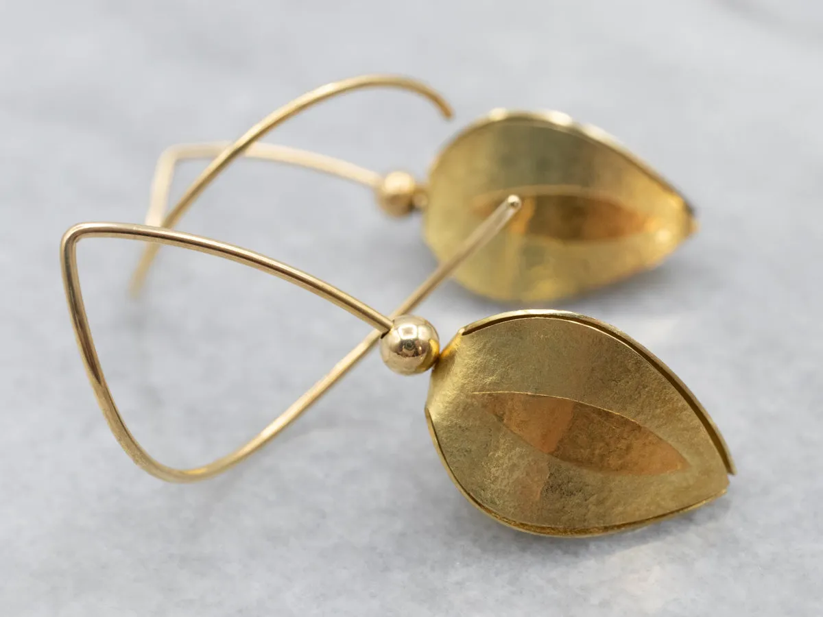 18K Tulip Bud Gold Drop Earrings