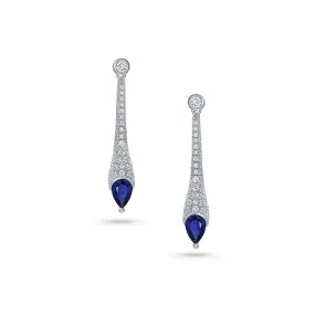 18k White Gold Sapphire Diamond Pear-Shaped Drop Earrings