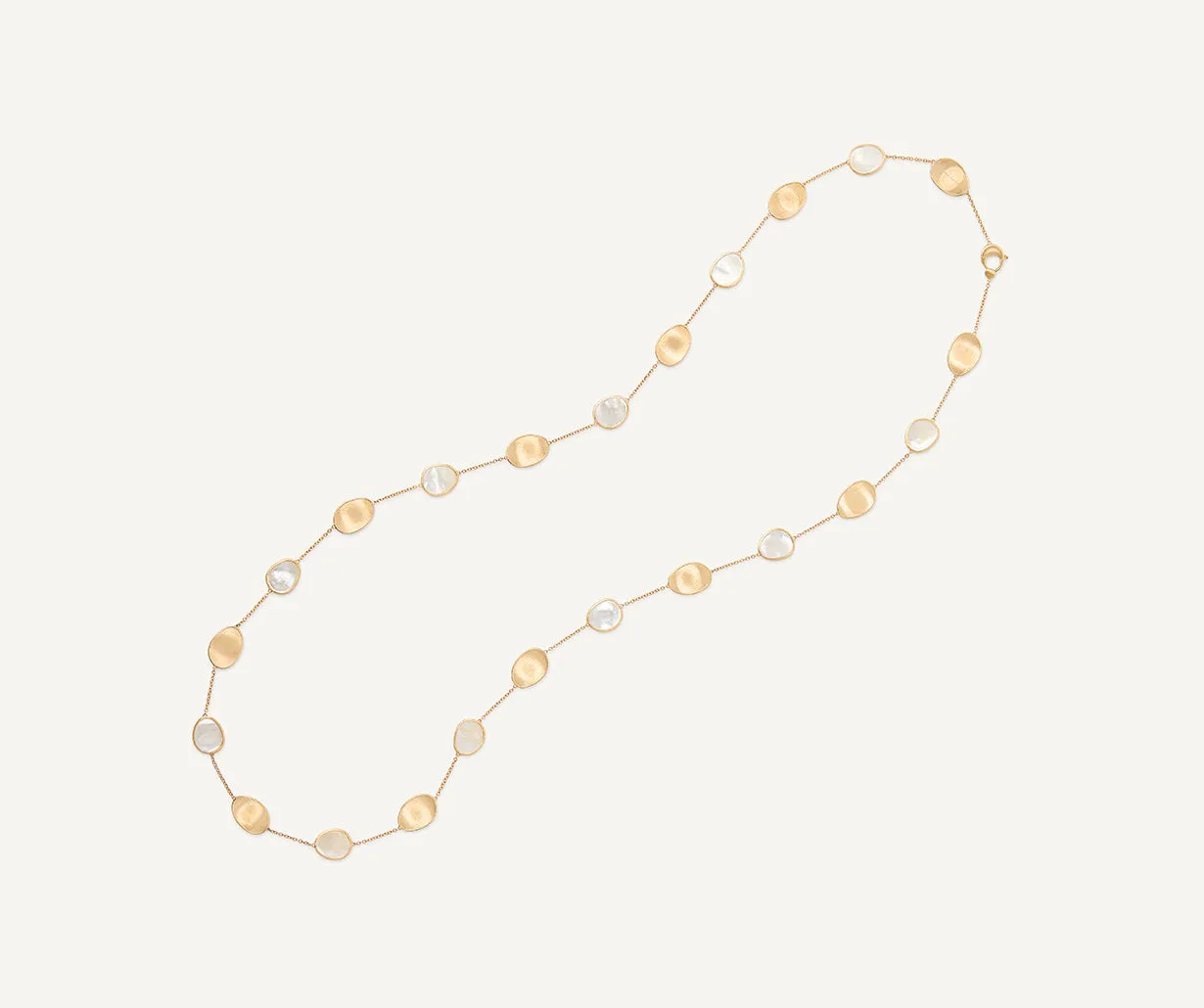 18K Yellow Gold Necklace with Mother of Pearl, Long