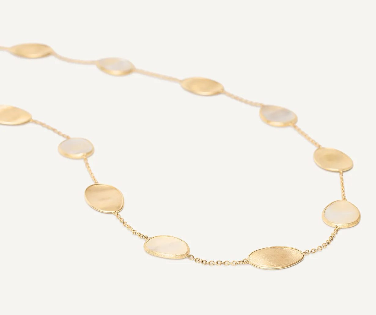 18K Yellow Gold Necklace with Mother of Pearl, Long