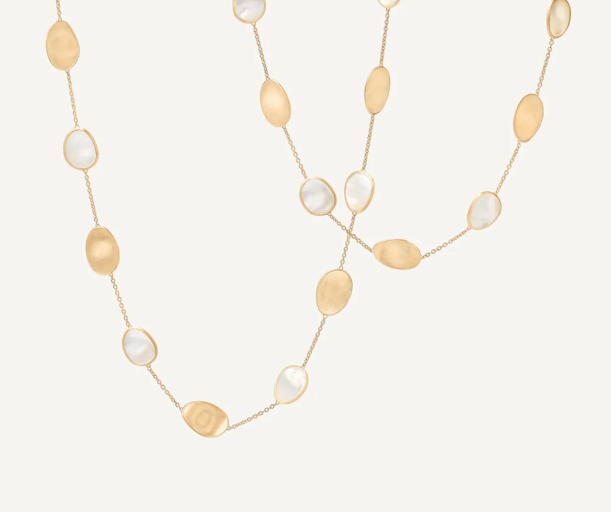 18K Yellow Gold Necklace with Mother of Pearl, Long