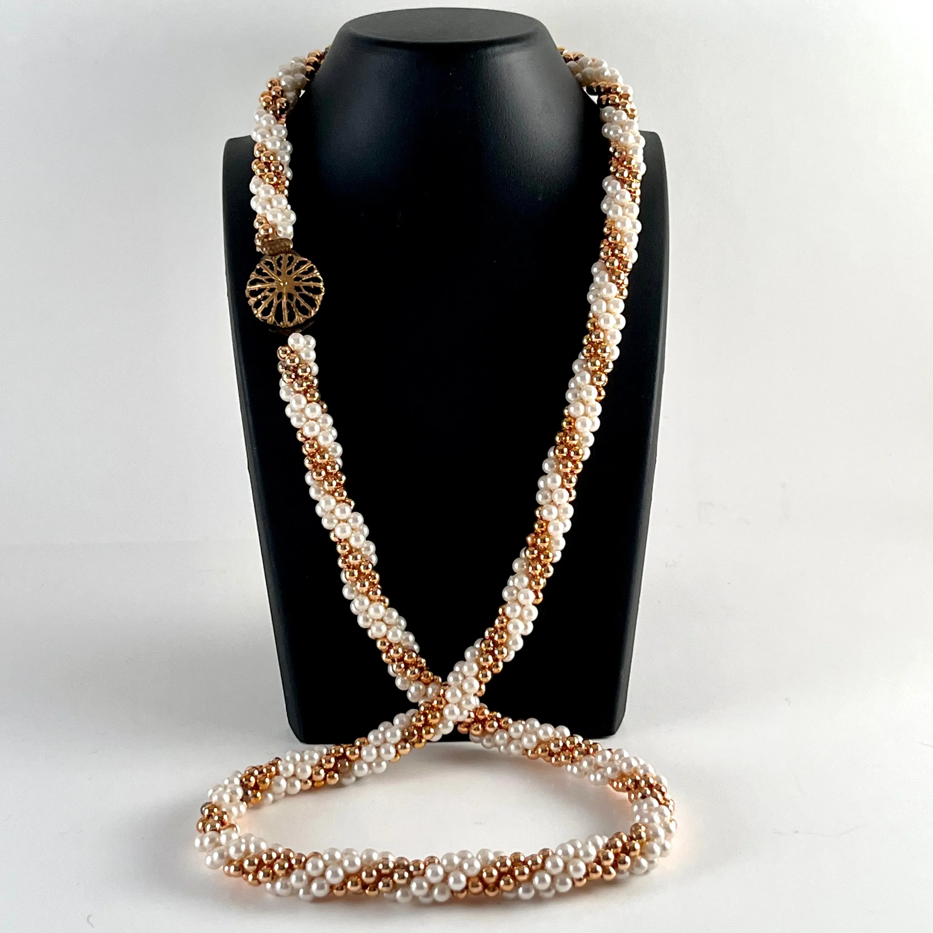 1960s Woven Bead Rope Necklace