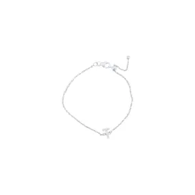 19cm Initial T Bracelet with Cubic Zirconia in Sterling Silver