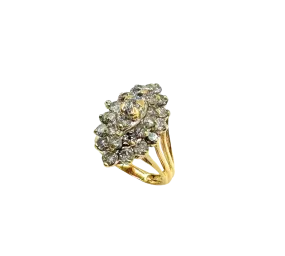 2 ctw Marquise Shaped Diamond Cluster Ring