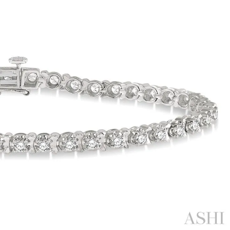 2 ctw Round Cut Diamond Tulip Bracelet in 14K White Gold