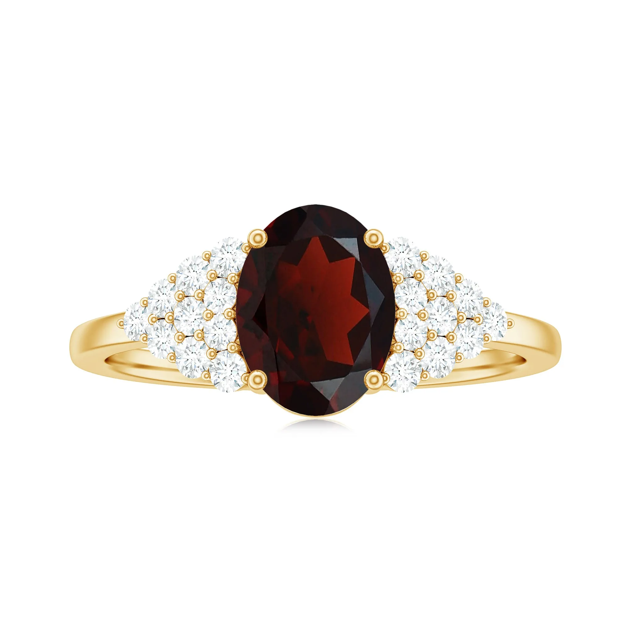 2.25 CT Oval Garnet Solitaire Ring with Diamond Accent