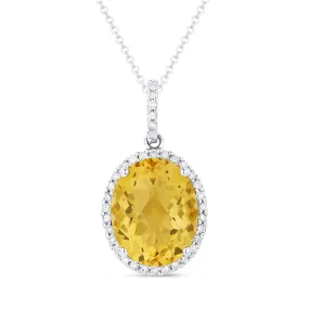 2.41ct Citrine 16"Pendant Necklace in 14K White Gold