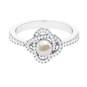 2.50 CT Freshwater Pearl Engagement Ring with Diamond Accent