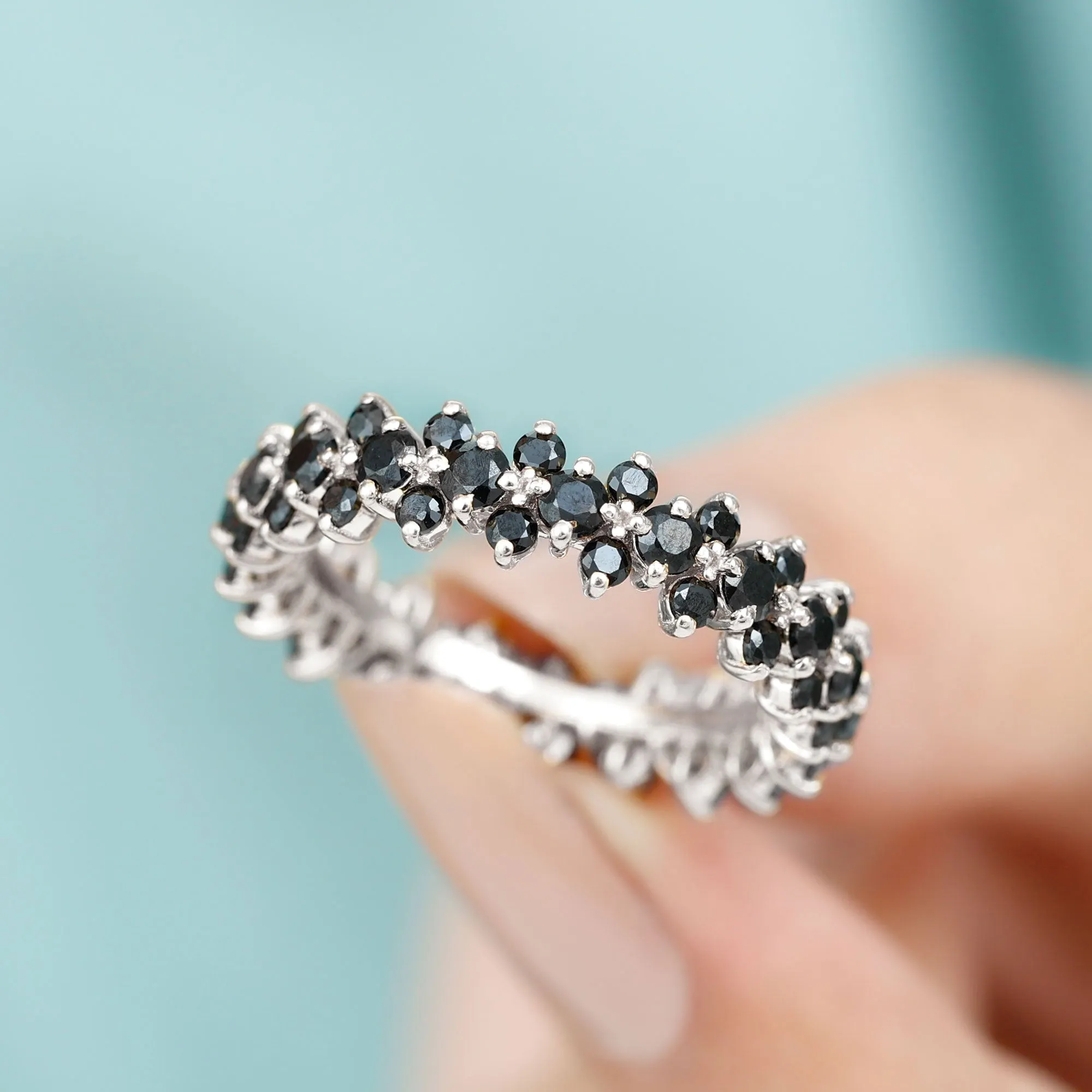 2.75 CT Prong Set Black Spinel Full Eternity Band Ring