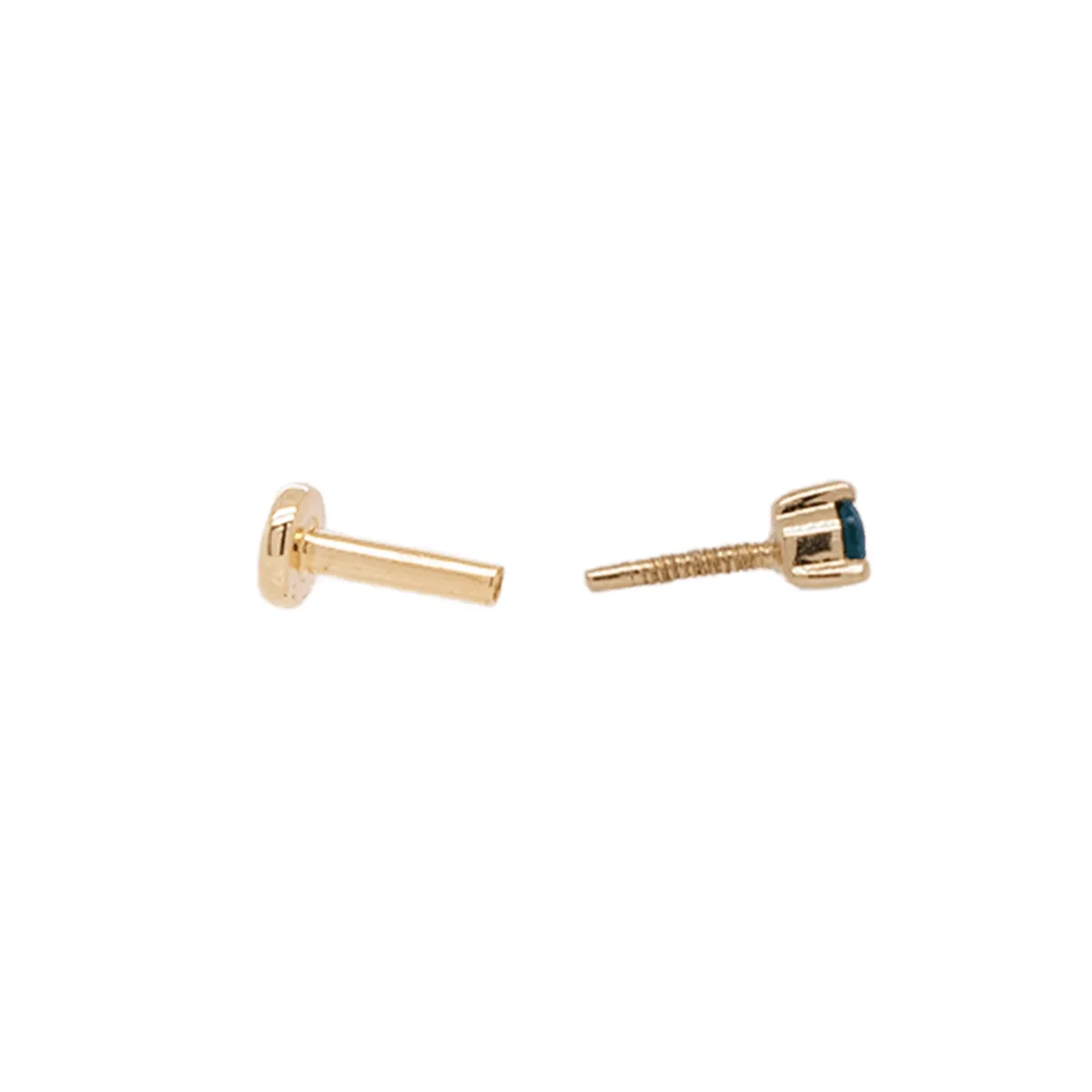 2mm Sapphire Threaded Flat Back Earring | .40GMS .06CT | Single